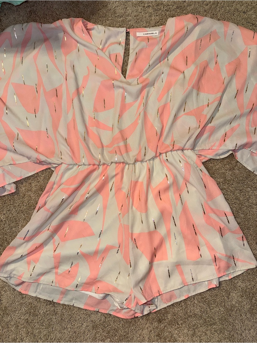 Caramela Pink & White Women’s' Printed One-Piece Romper